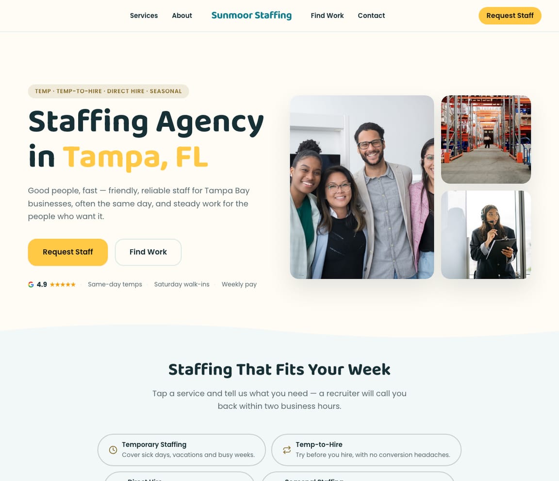 Friendly Staffing Agency website template preview