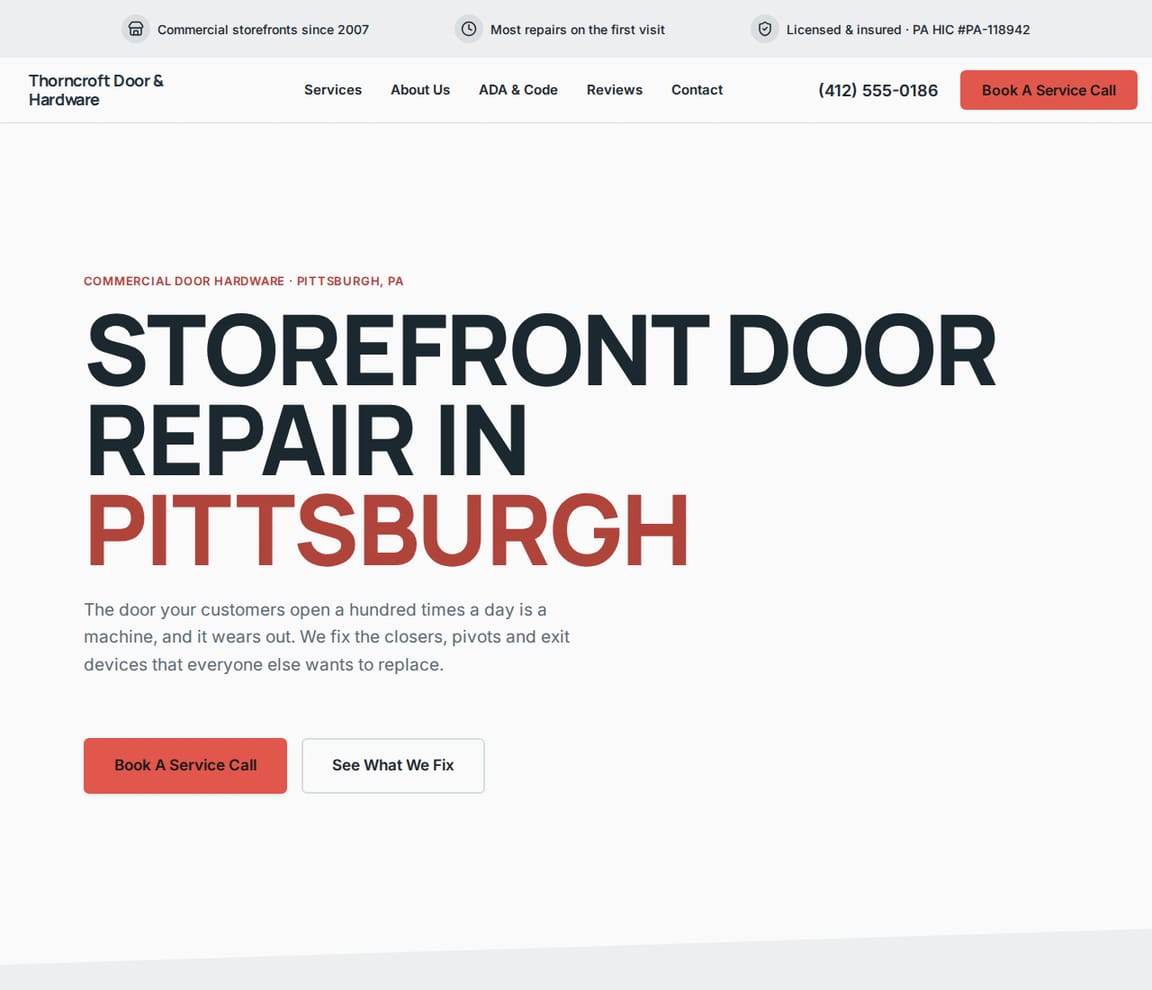 Storefront Door Hardware website template preview