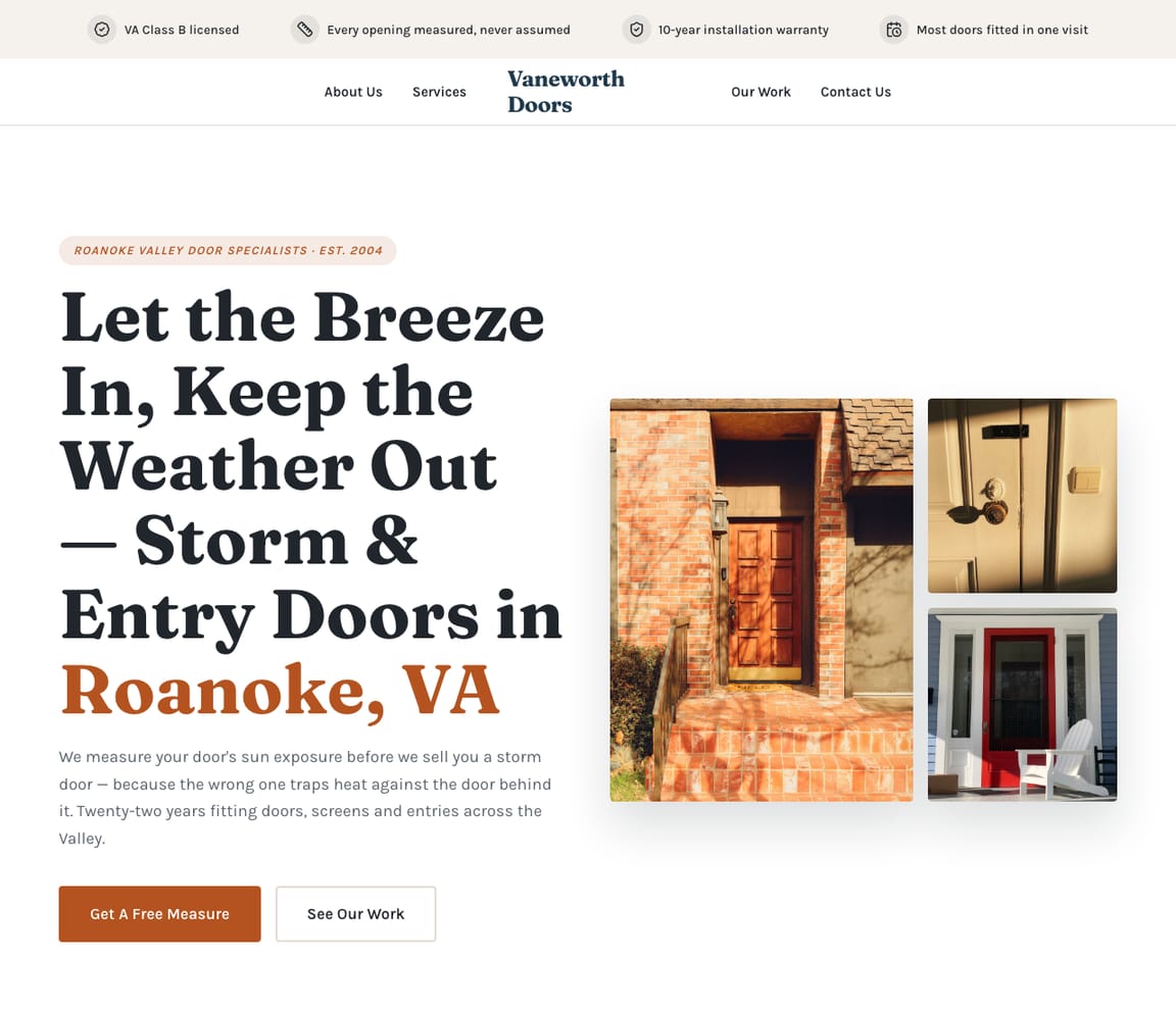 Storm & Entry Doors website template preview