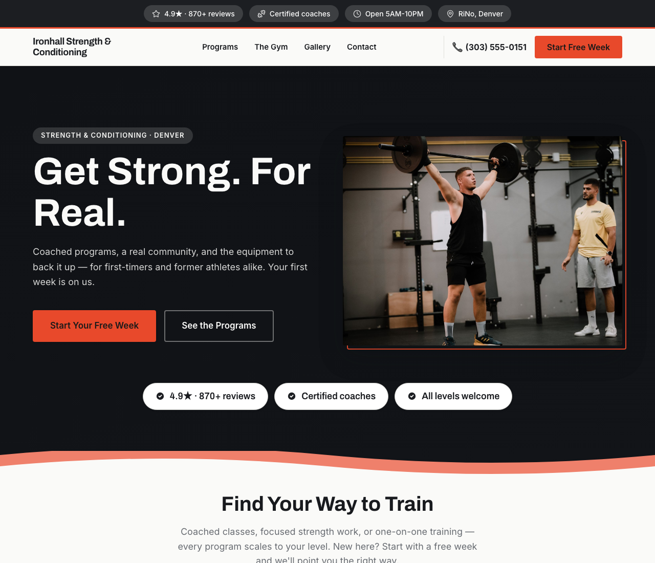 gym website template