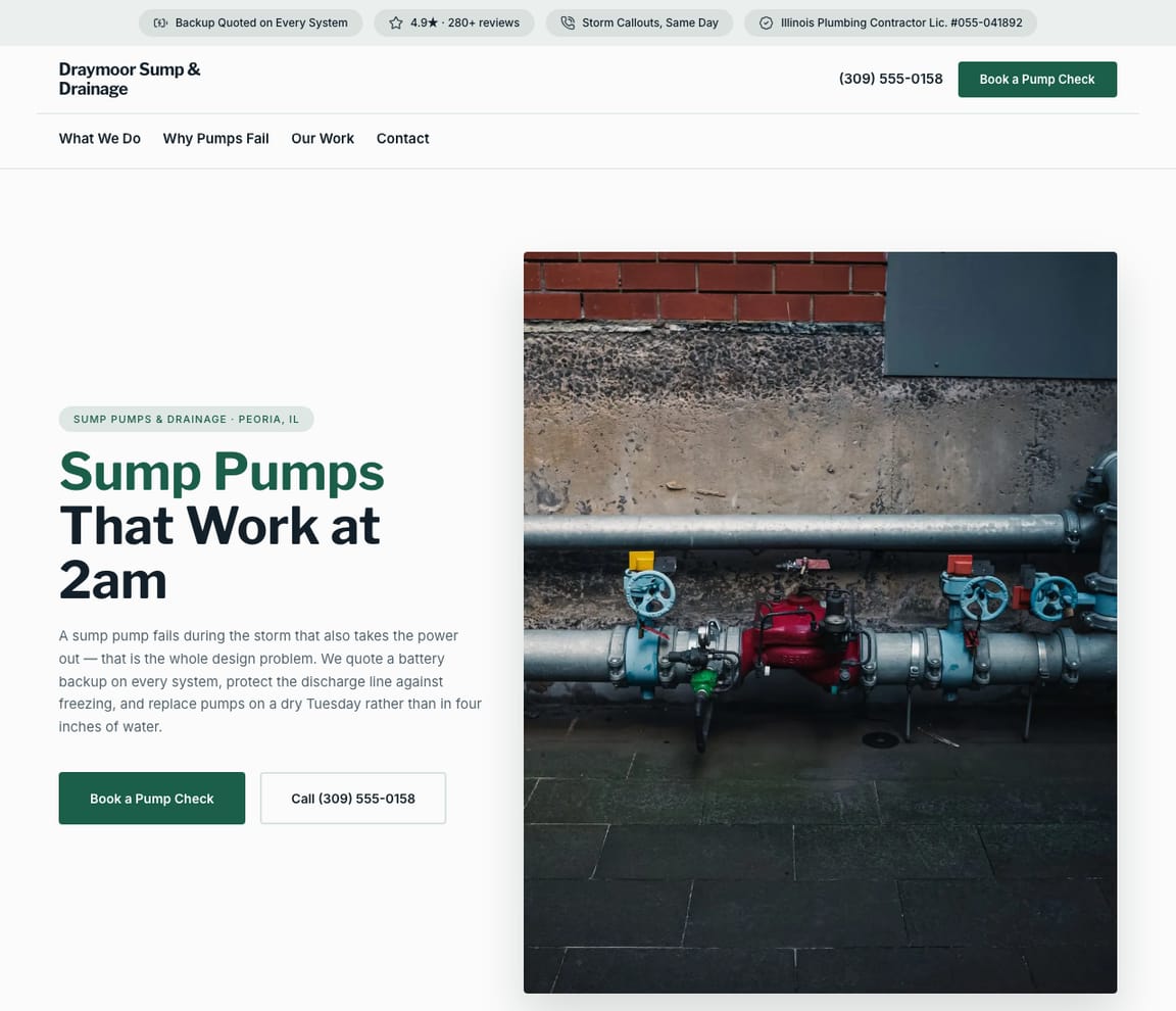Sump Pumps & Drainage website template preview