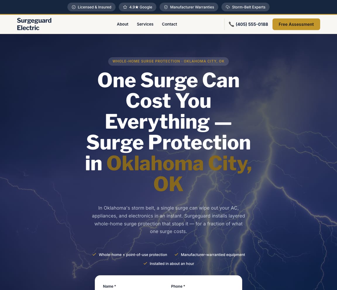 Electrician - Surge Protection website template preview