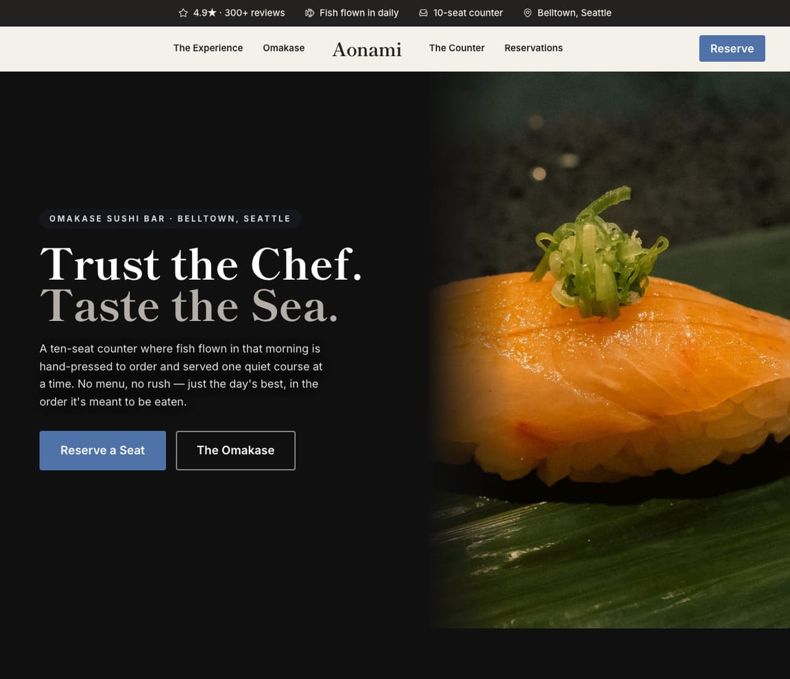 Sushi & Omakase website template preview