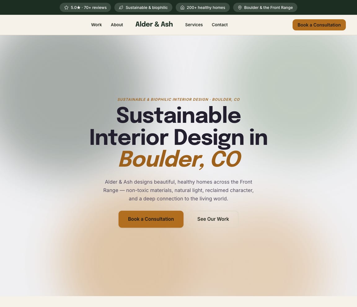 Sustainable Interior Designer website template preview
