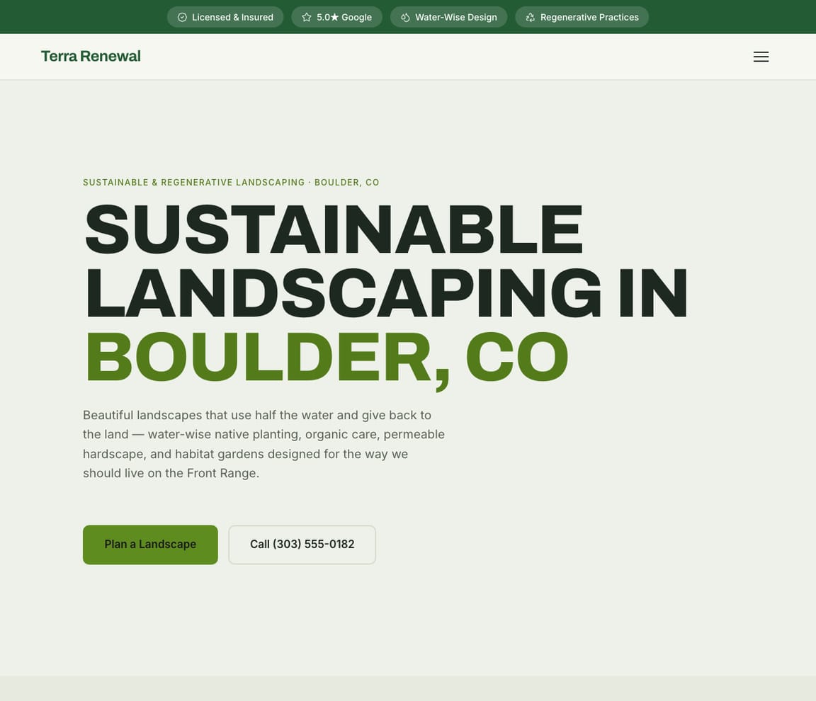 Landscaping - Sustainable website template preview