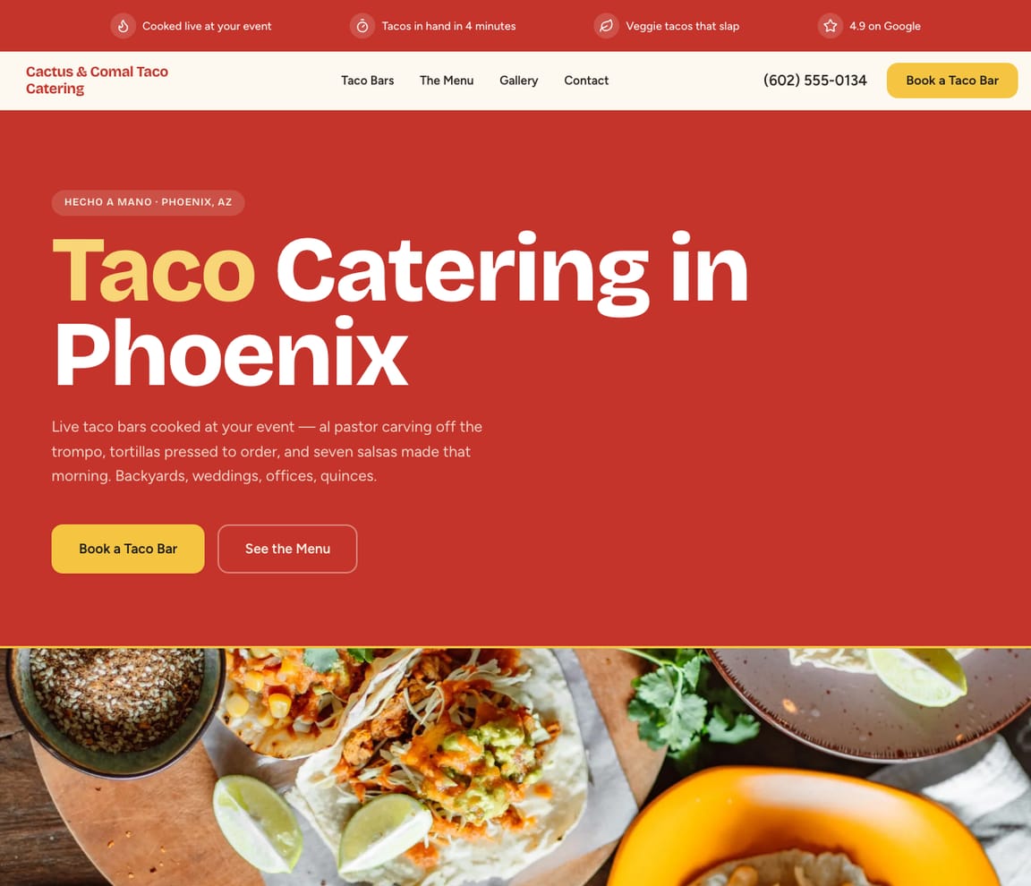 Taco Catering website template preview