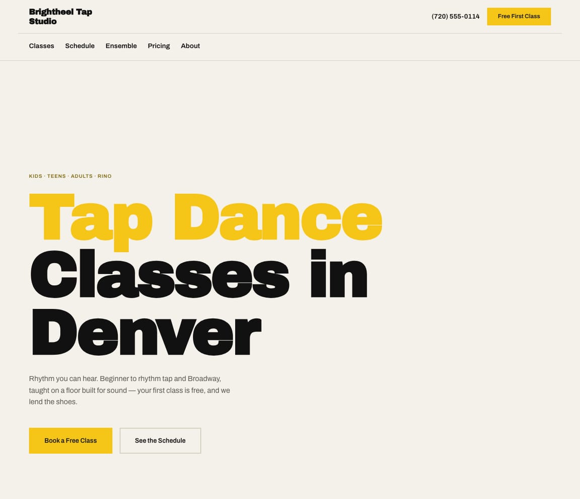 Tap Dance Studio website template preview