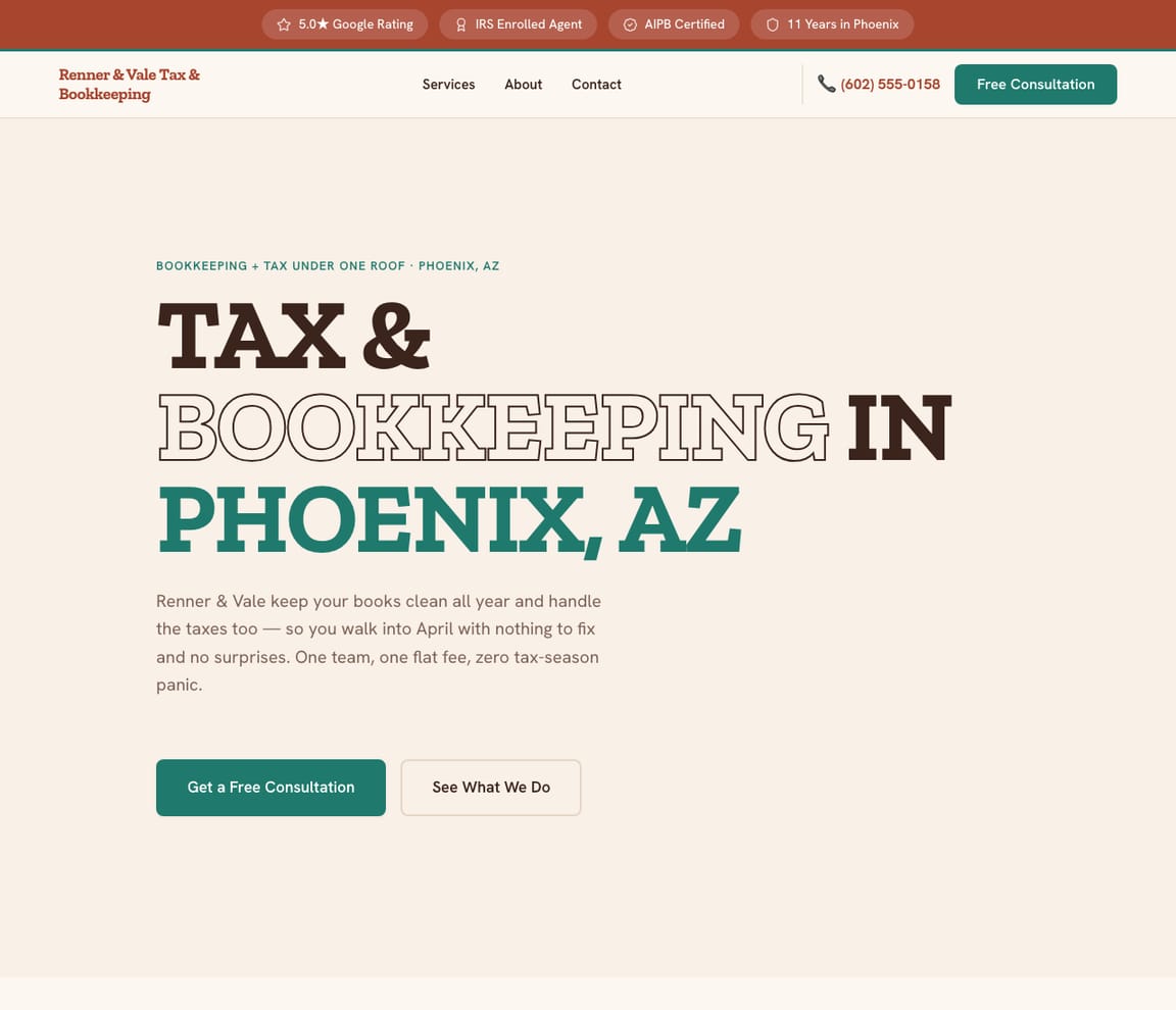 Tax & Bookkeeping website template preview