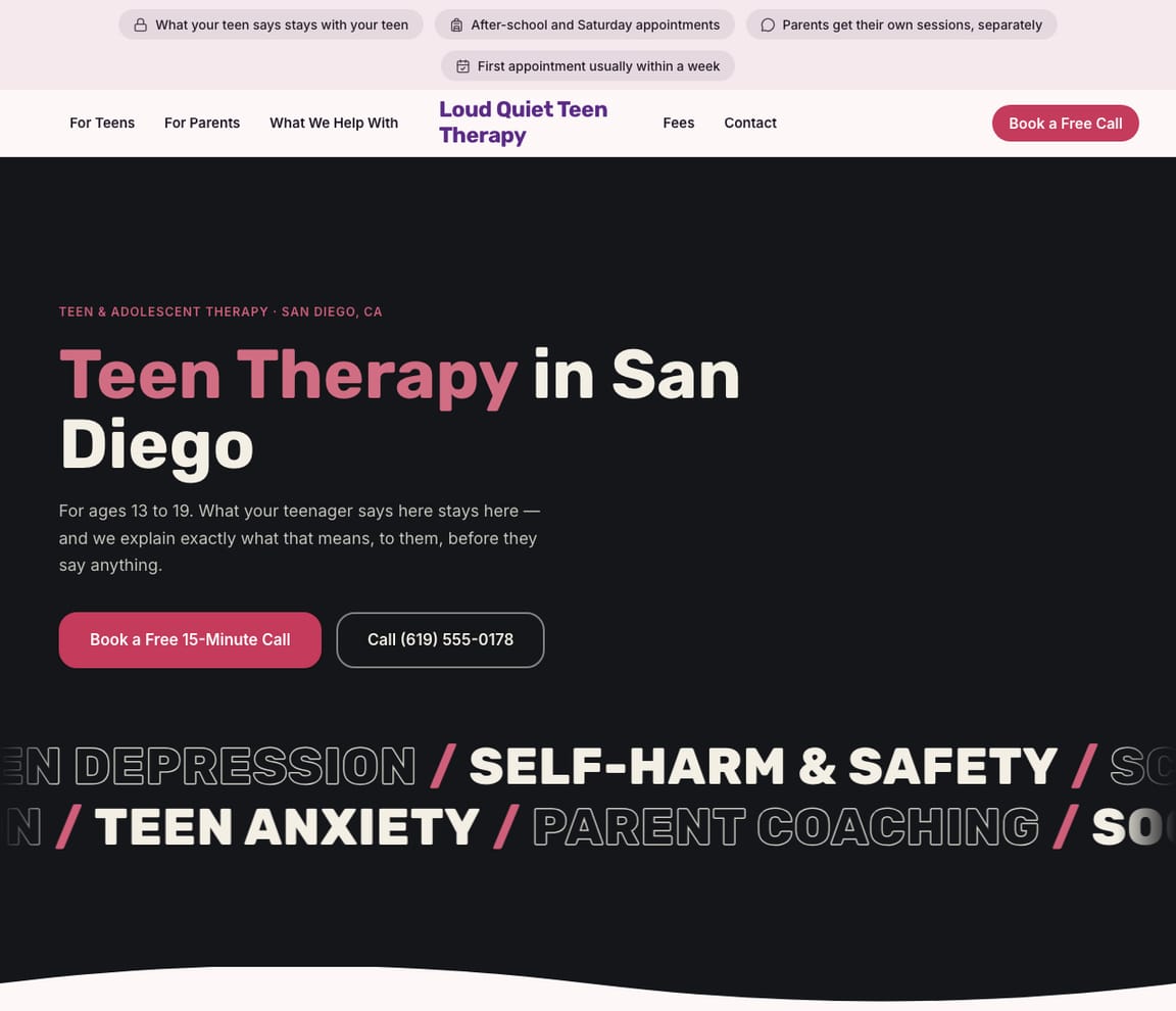 Teen & Adolescent Therapy website template preview