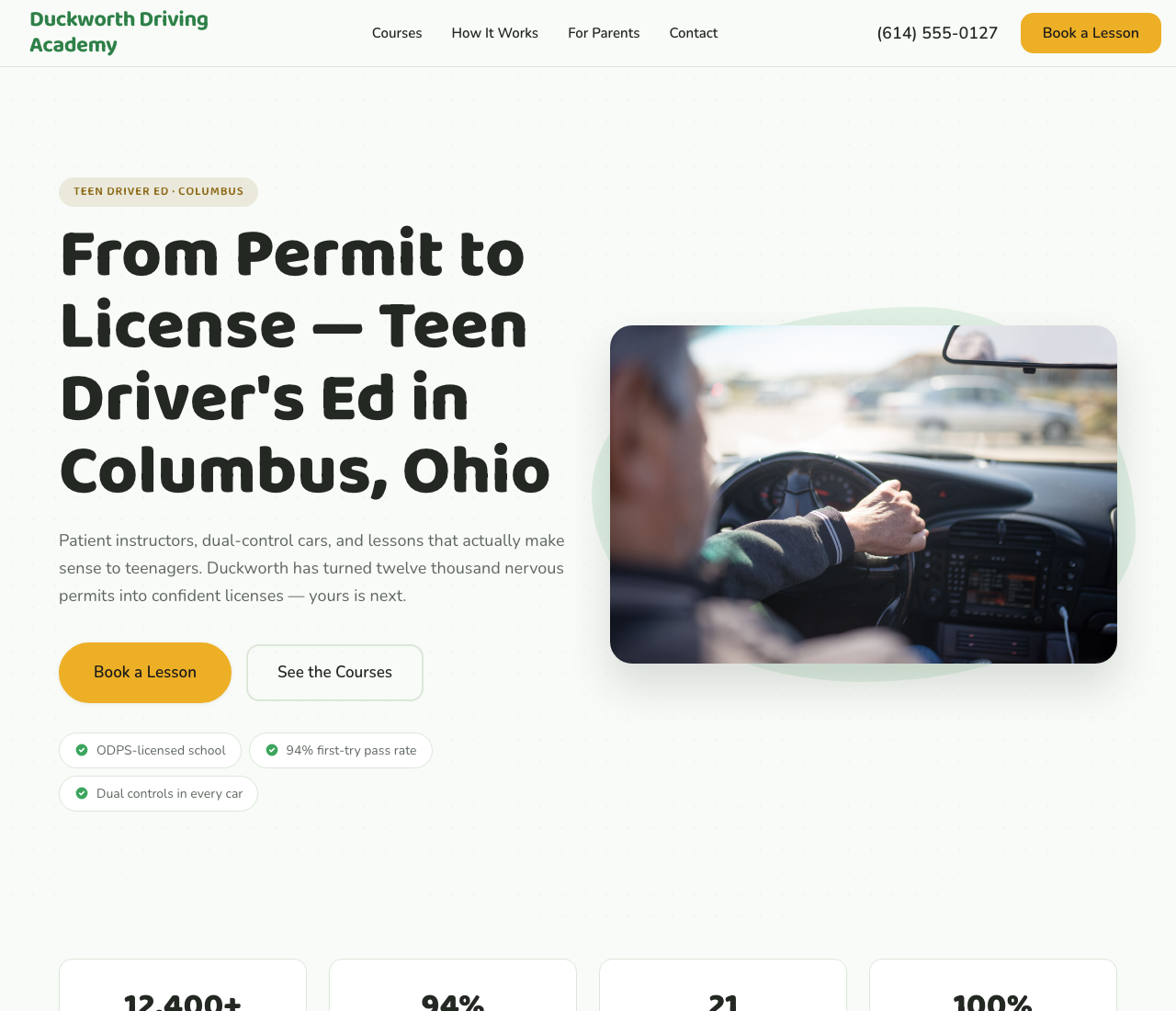 driving school website template