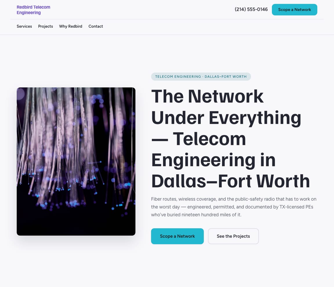 Telecom Engineering website template preview
