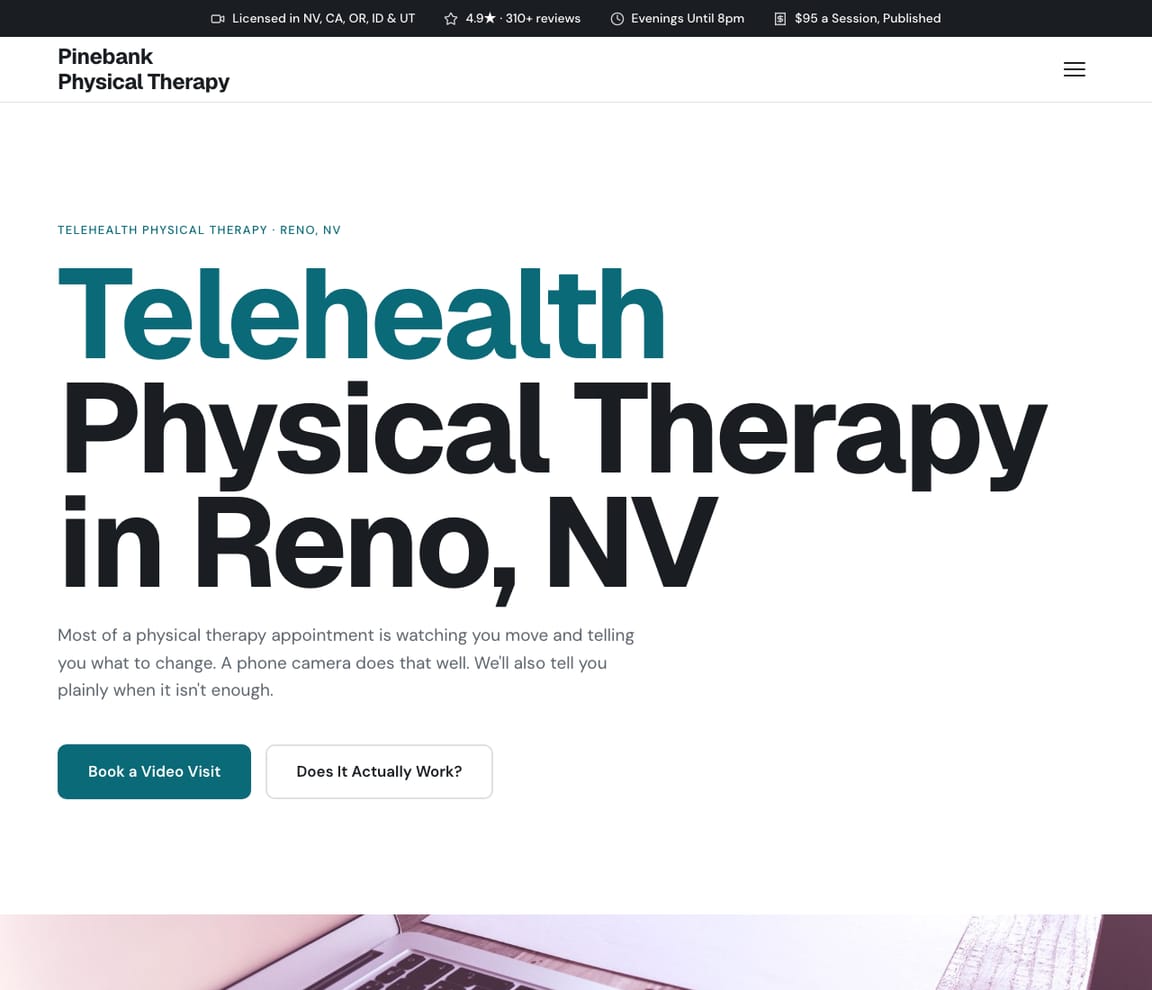 Telehealth Physical Therapy website template preview