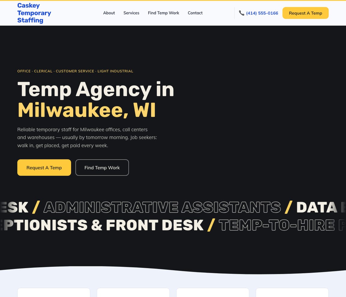 Temp Agency website template preview