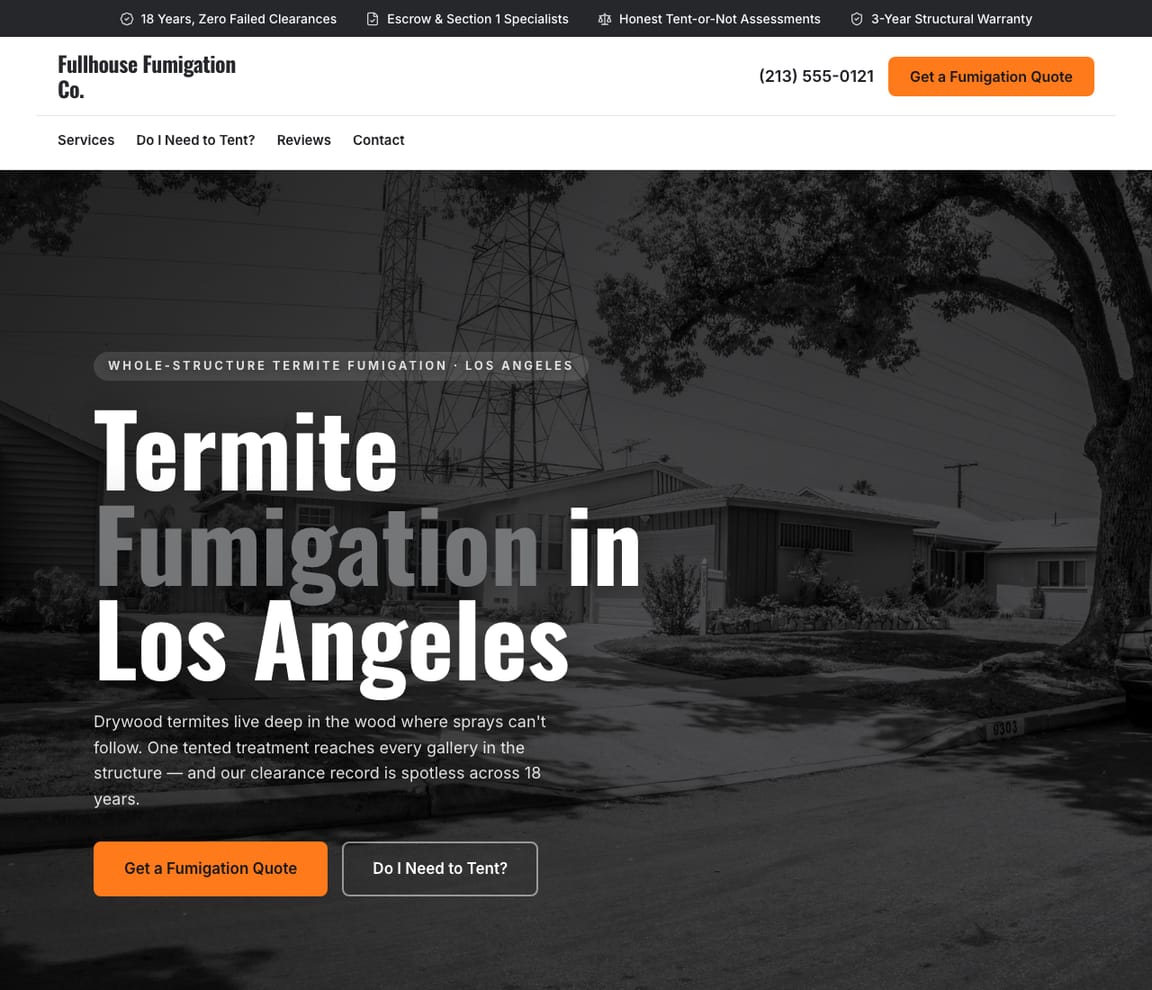 Fumigation Specialists website template preview