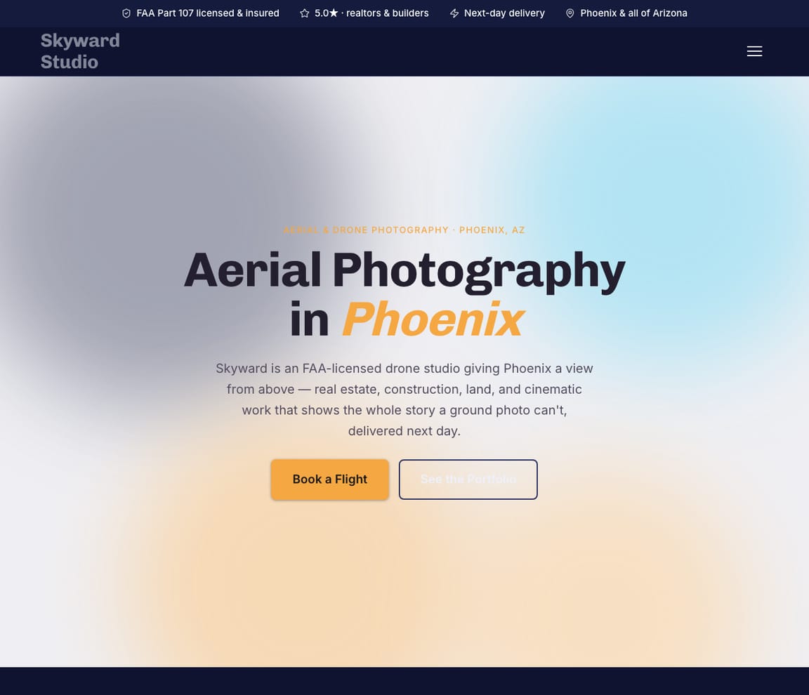 Aerial & Drone Photographer website template preview
