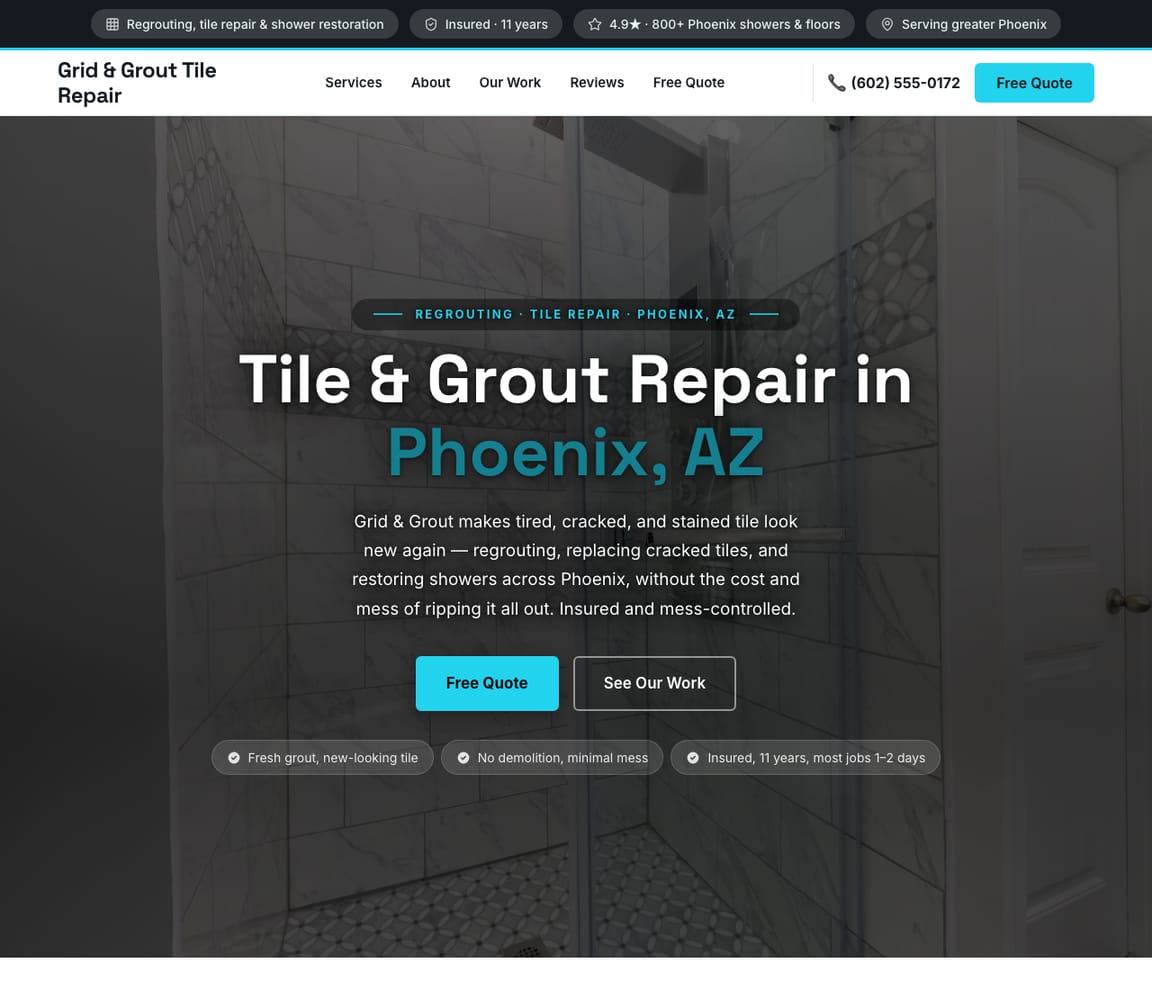 Tile & Grout Repair website template preview
