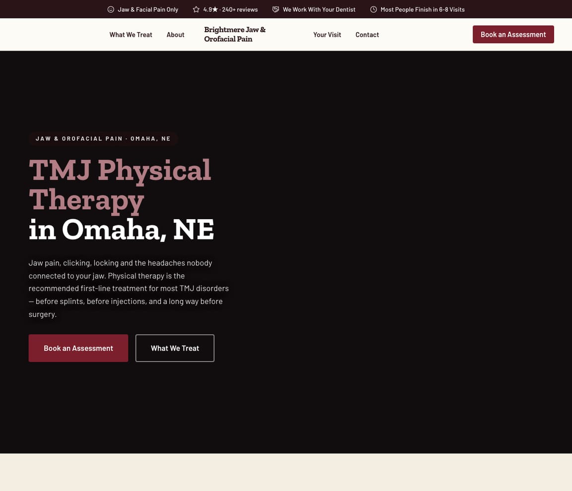 TMJ Physical Therapy website template preview