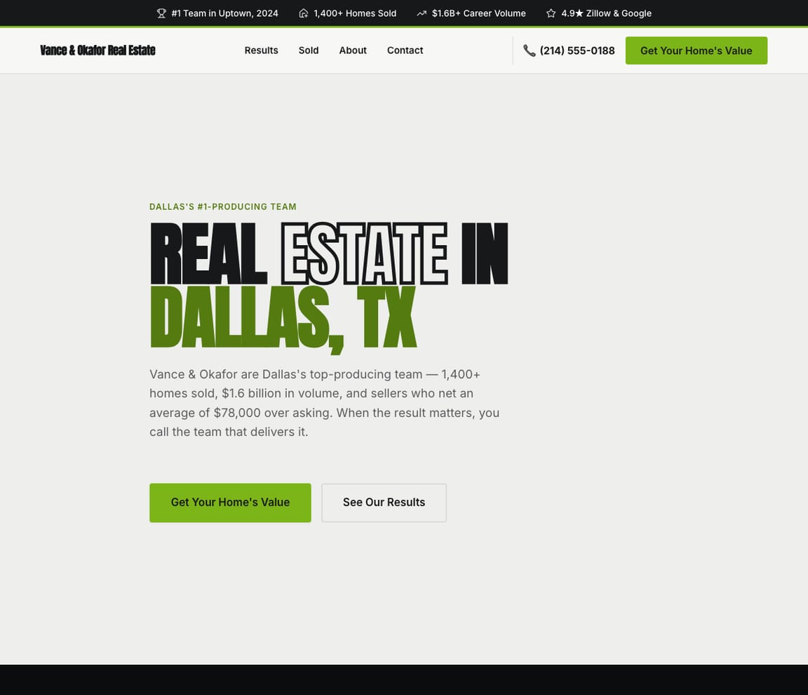Top-Producer Results Agent website template preview