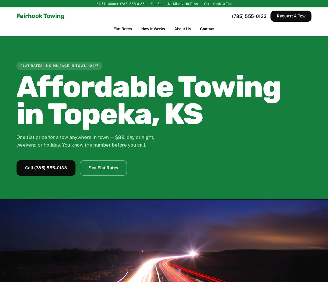 Towing Company — Bold website template preview