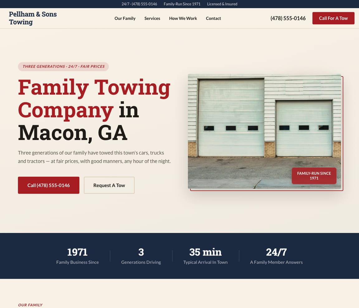 Towing Company — Classic website template preview