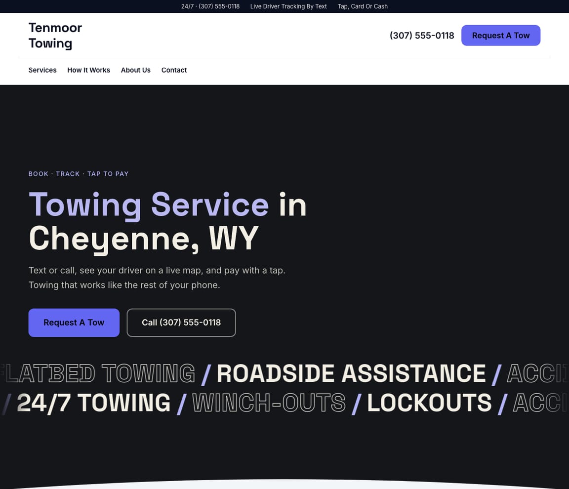 Towing Company — Modern website template preview