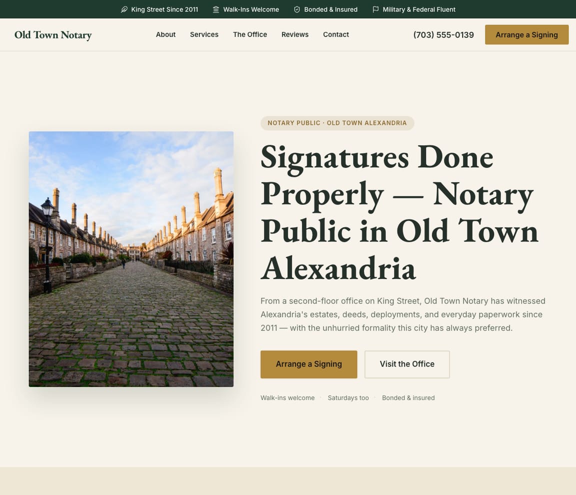 Traditional Notary website template preview