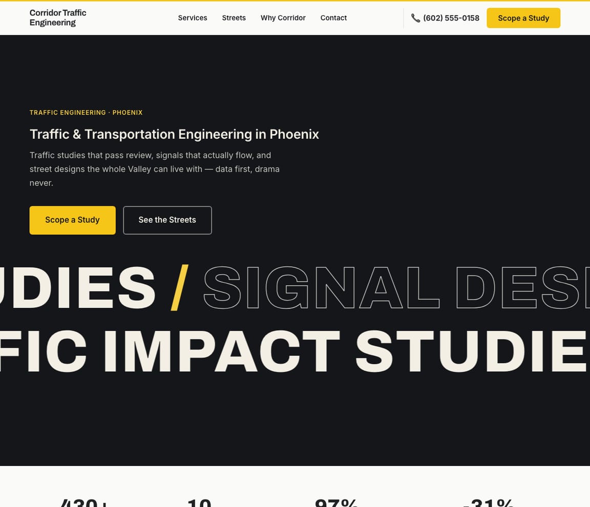 Traffic Engineering website template preview
