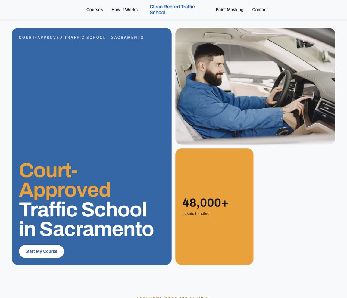 Traffic School website template preview