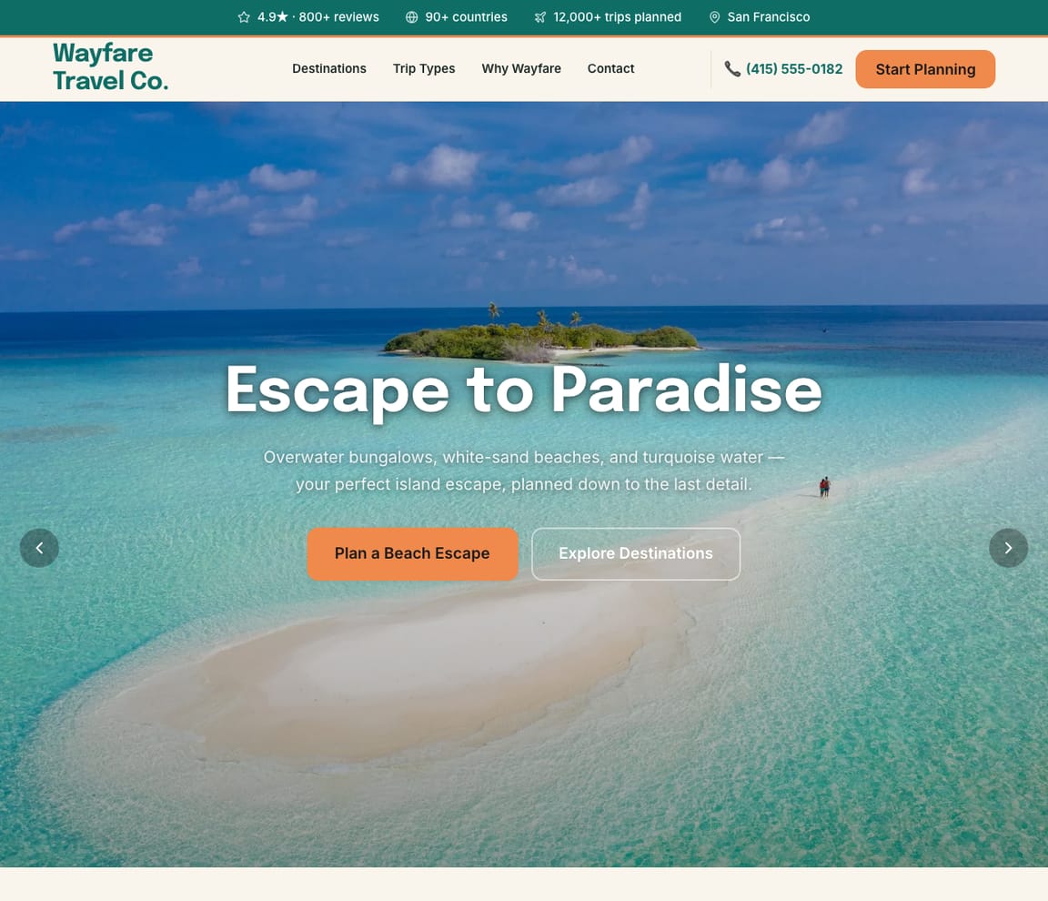 Travel Agency website template preview