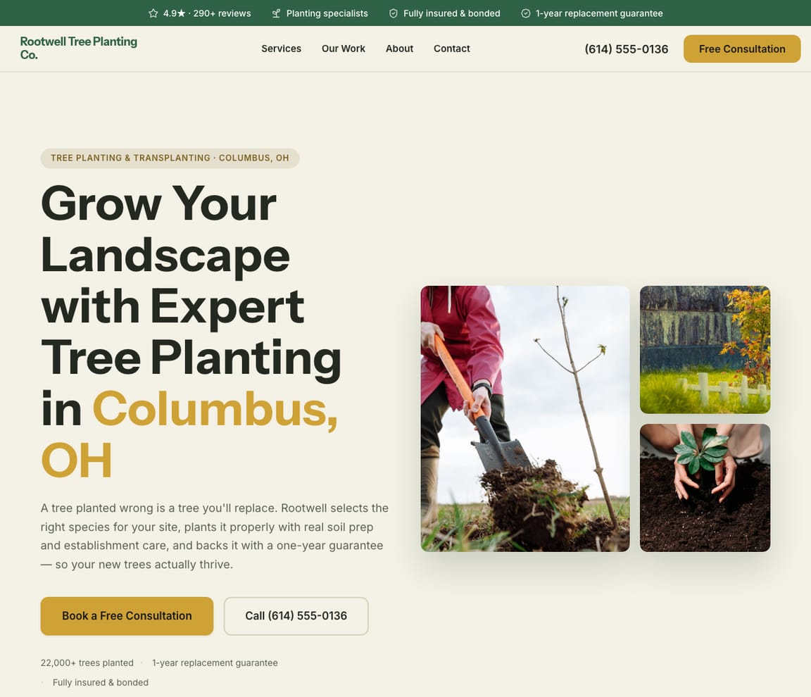 Tree Planting & Transplanting website template preview