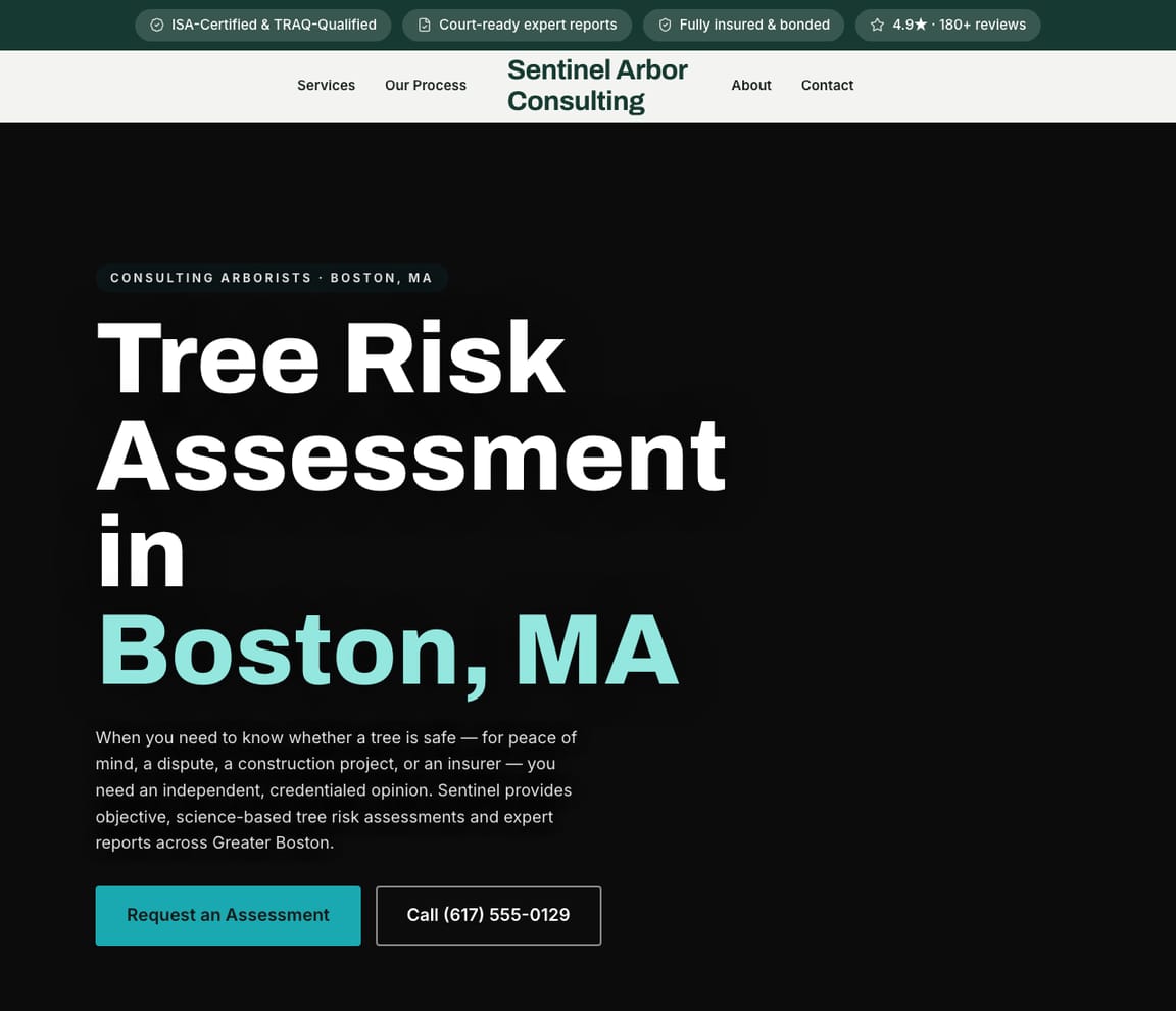 Tree Risk Assessment website template preview