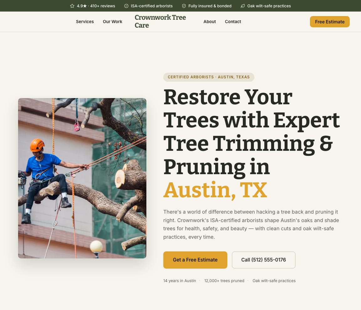 Tree Trimming & Pruning website template preview