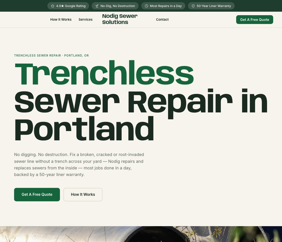 Plumber - Trenchless Sewer website template preview