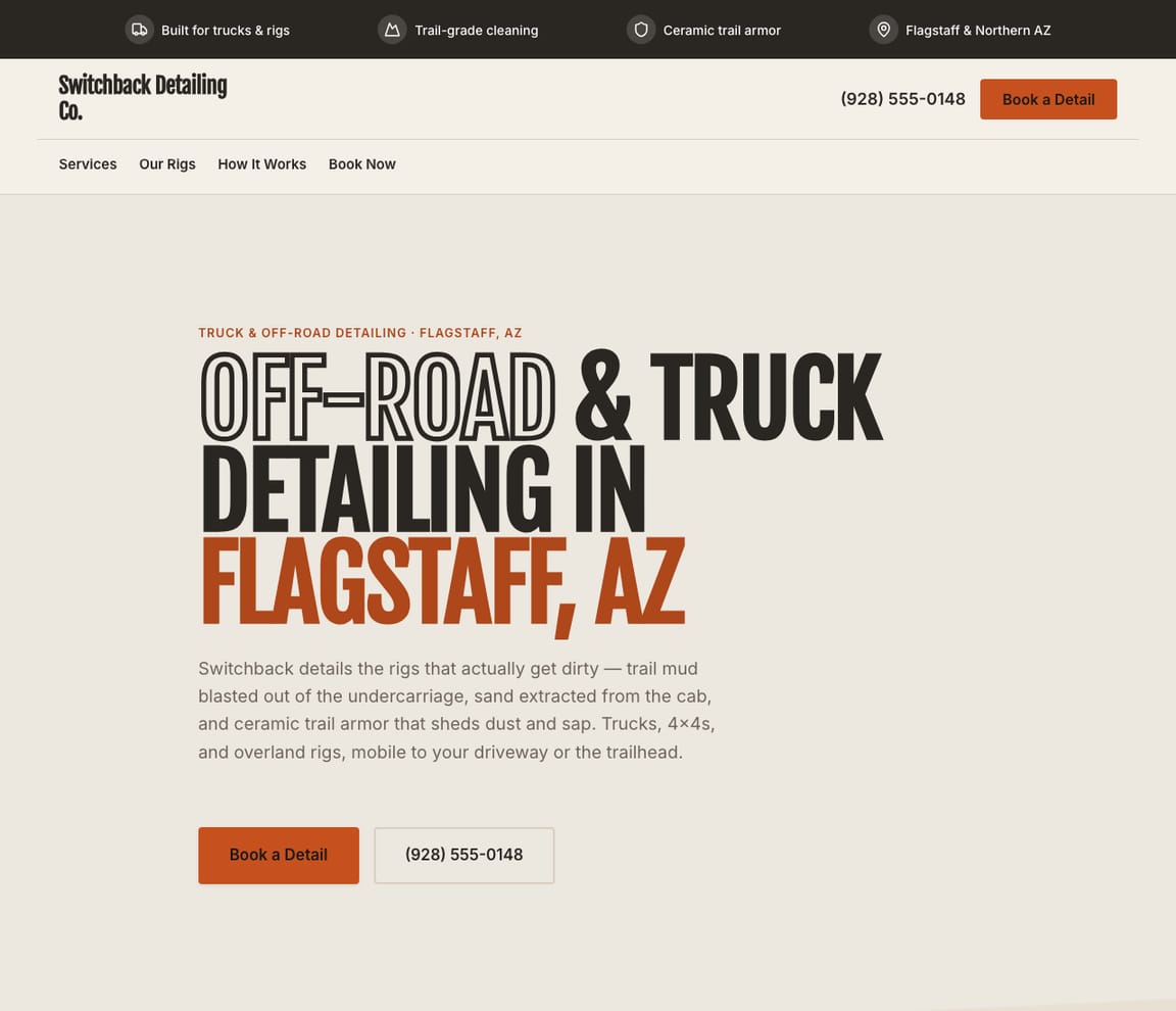 Truck & Off-Road Detailing website template preview