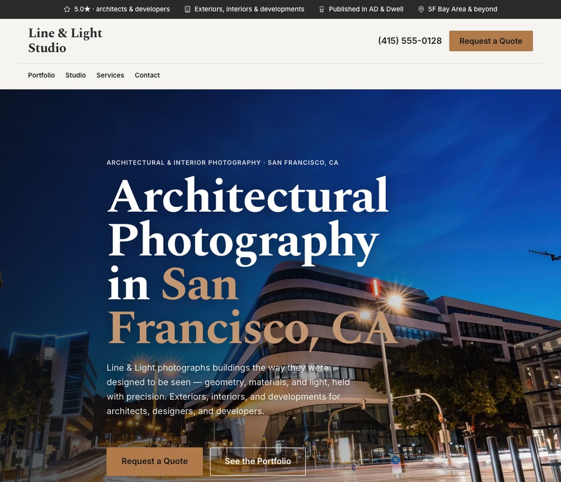 Architectural Photographer website template preview