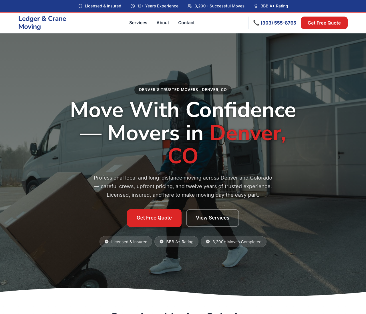Moving website template