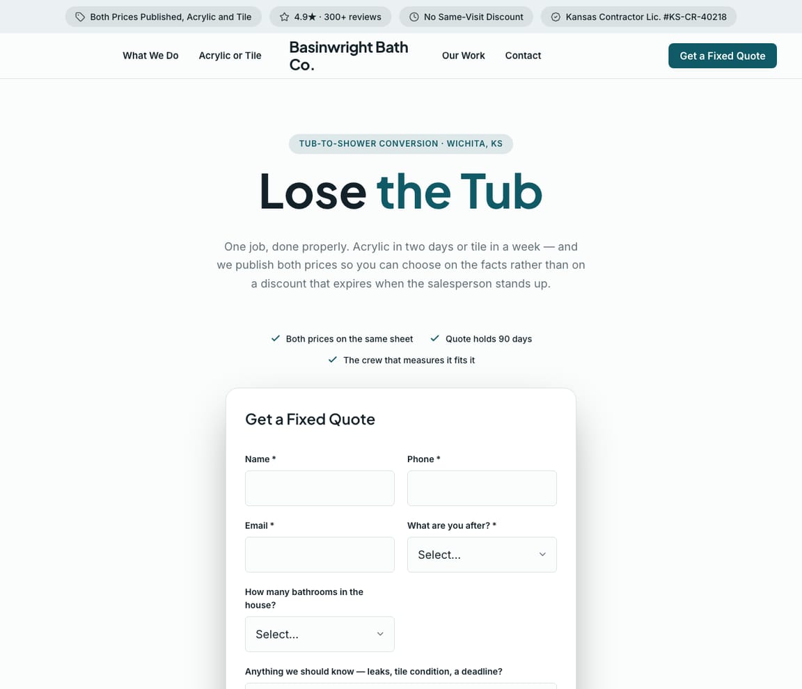 Tub-to-Shower Conversion website template preview