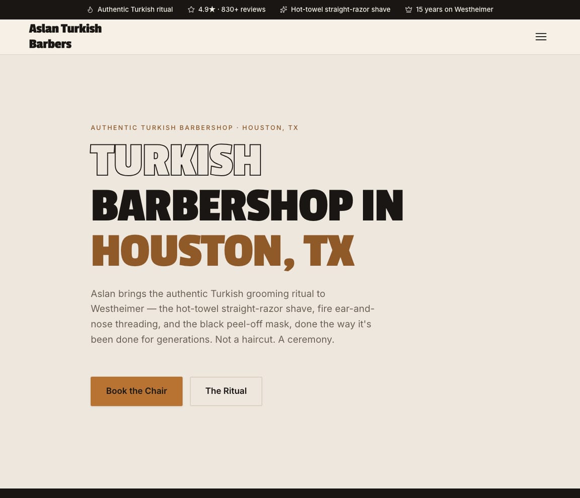 Turkish Barbershop website template preview