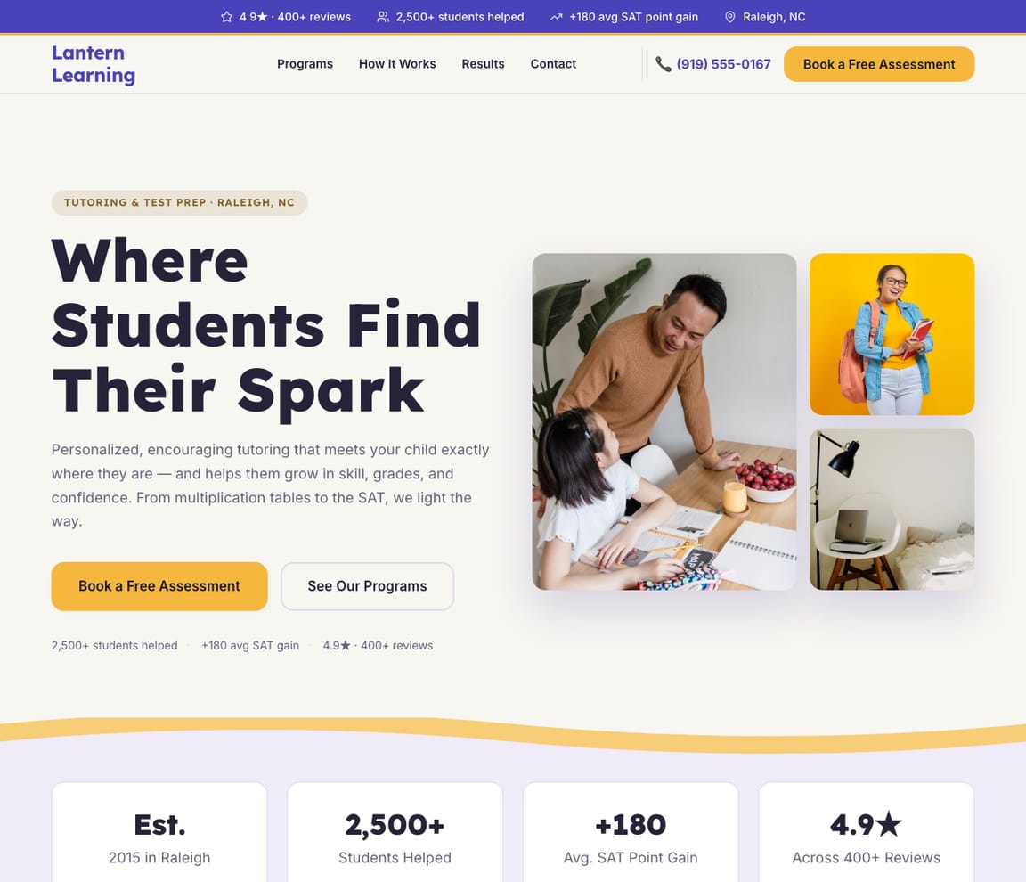 Tutoring & Test Prep website template preview