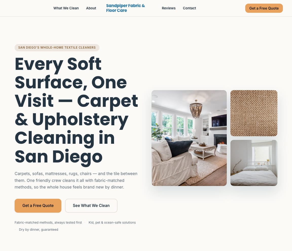 Upholstery Cleaning website template preview