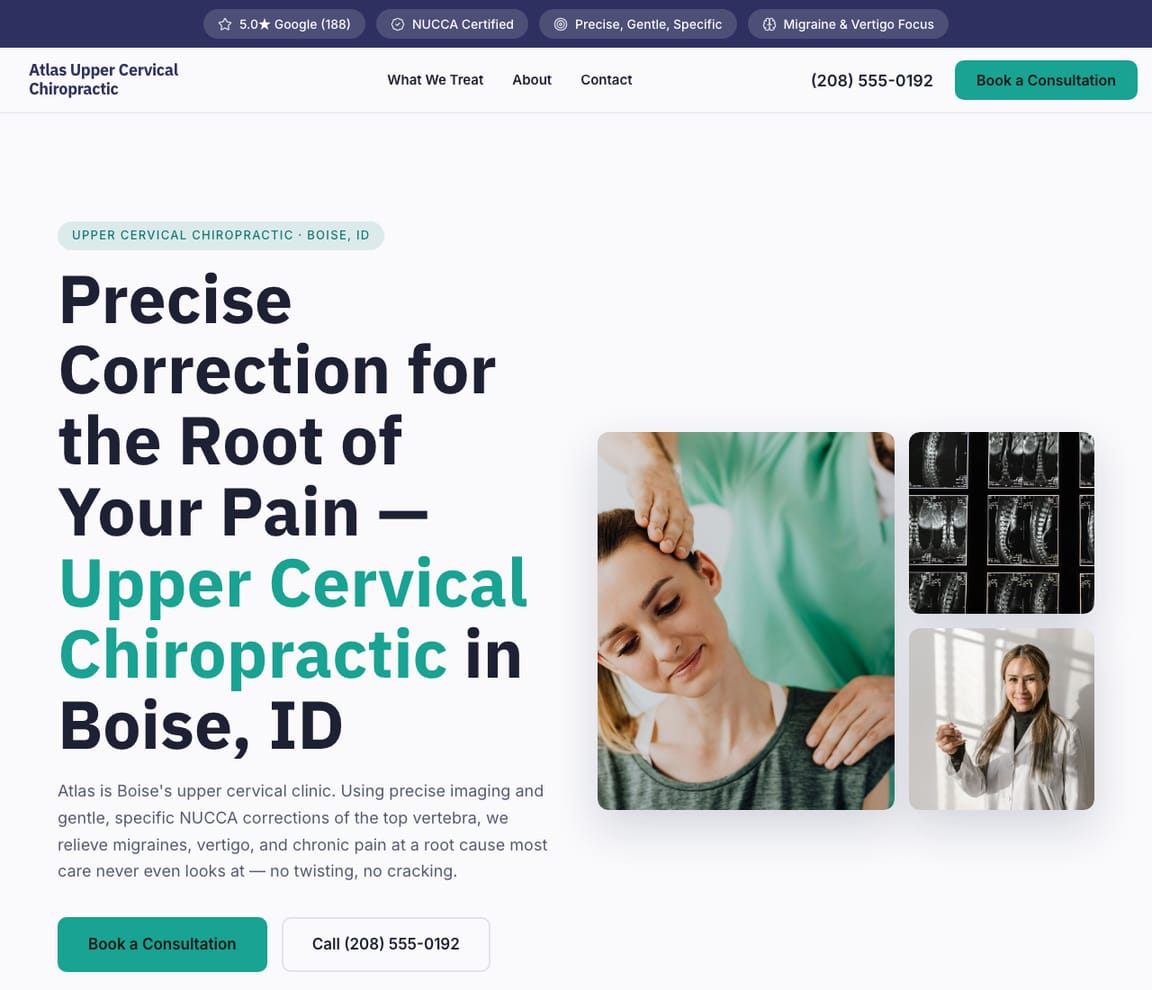 Upper Cervical (NUCCA) website template preview