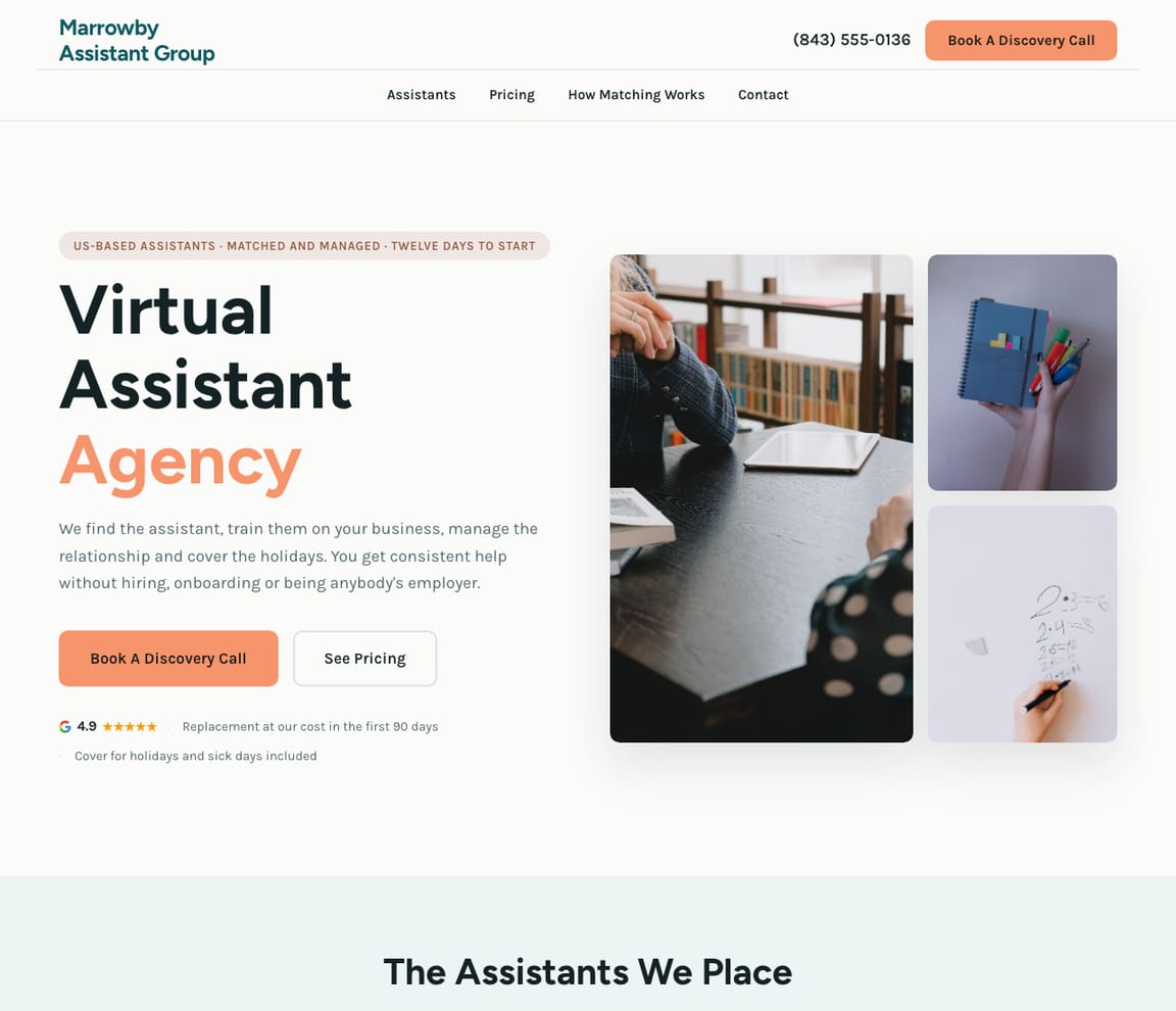 Virtual Assistant Agency website template preview