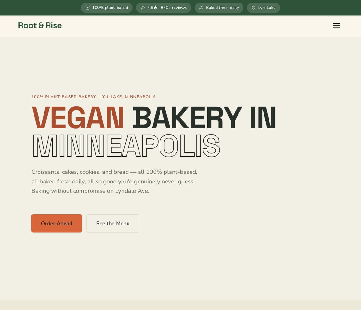 Vegan Bakery website template preview