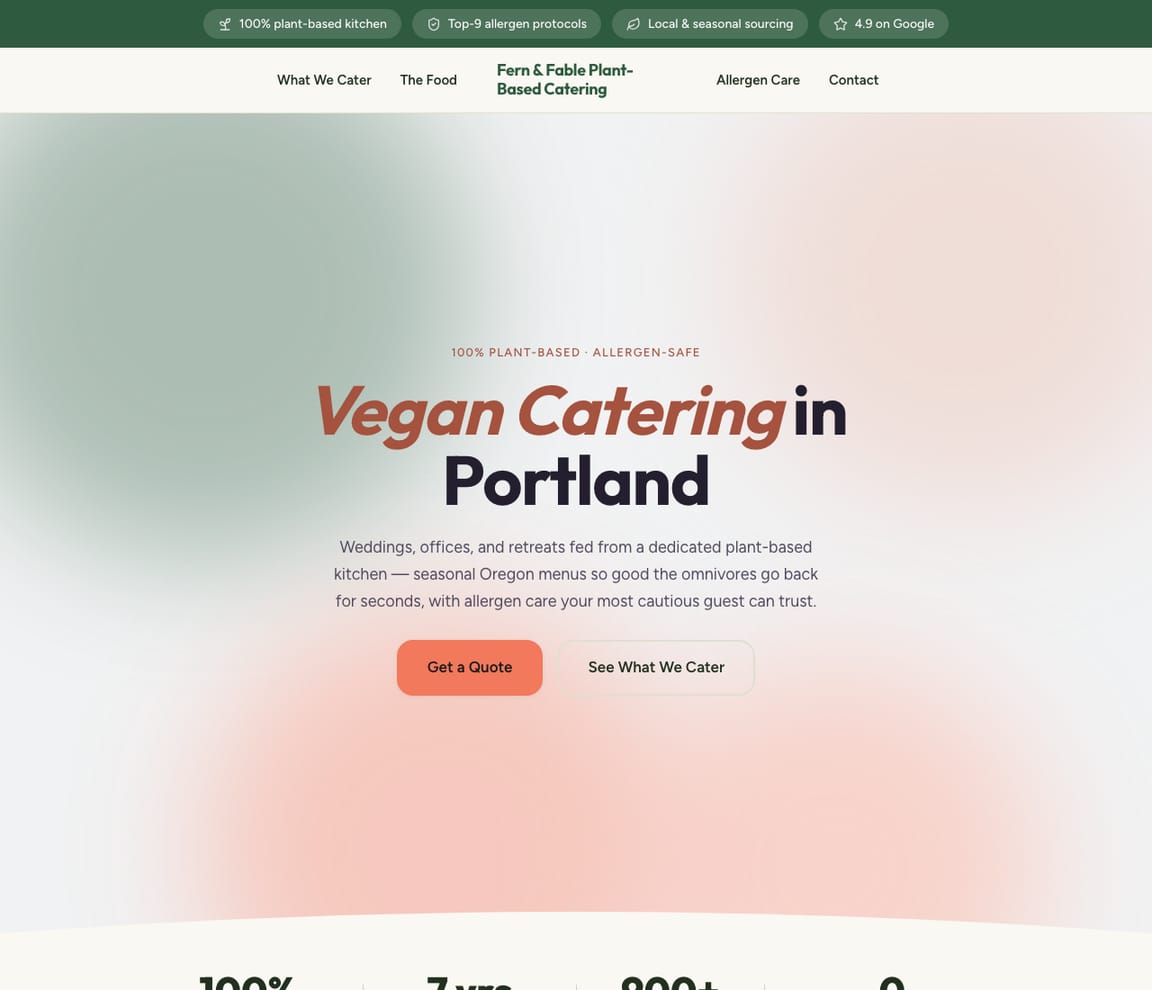 Vegan Catering website template preview