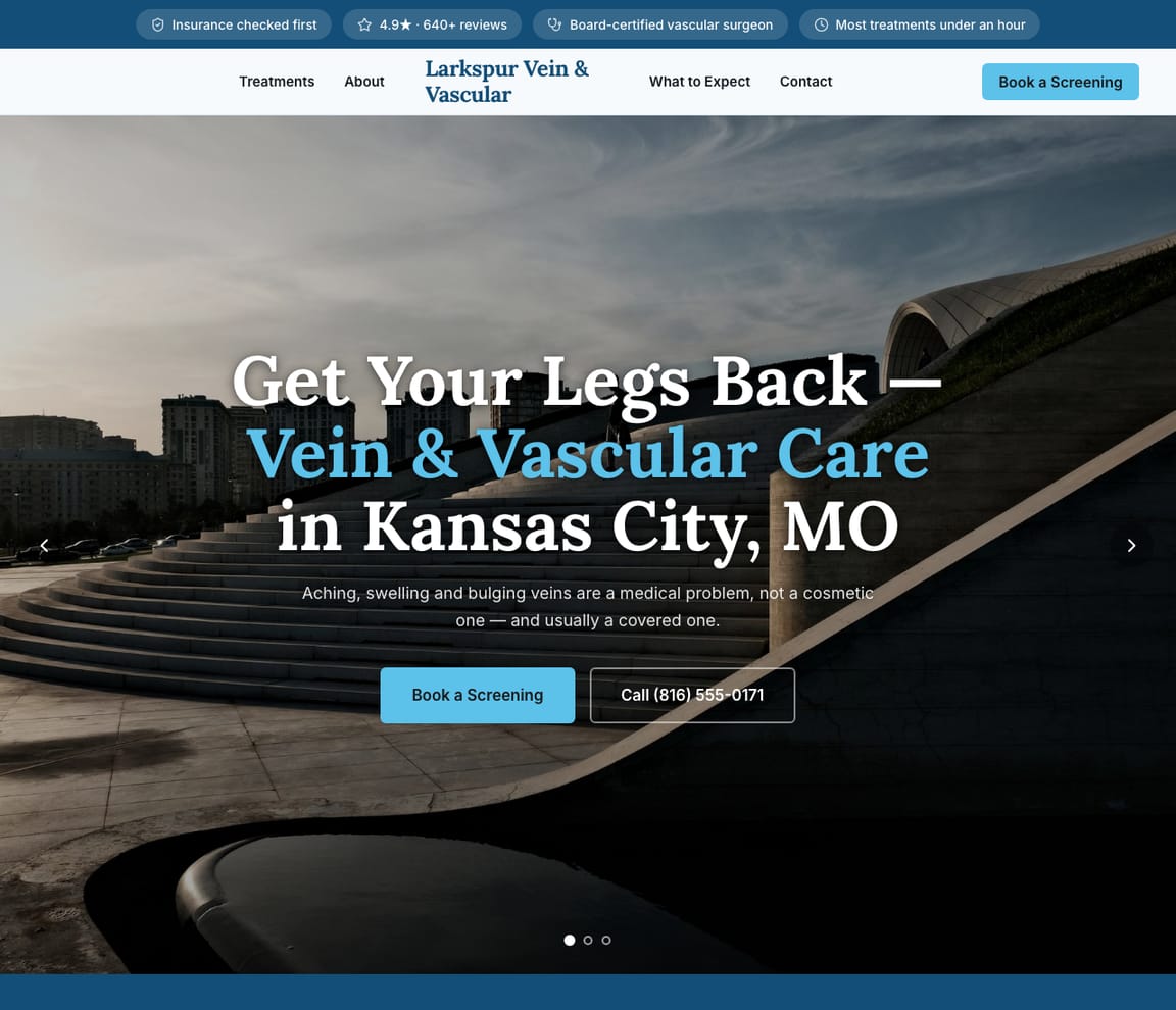 Vein & Vascular Clinic website template preview