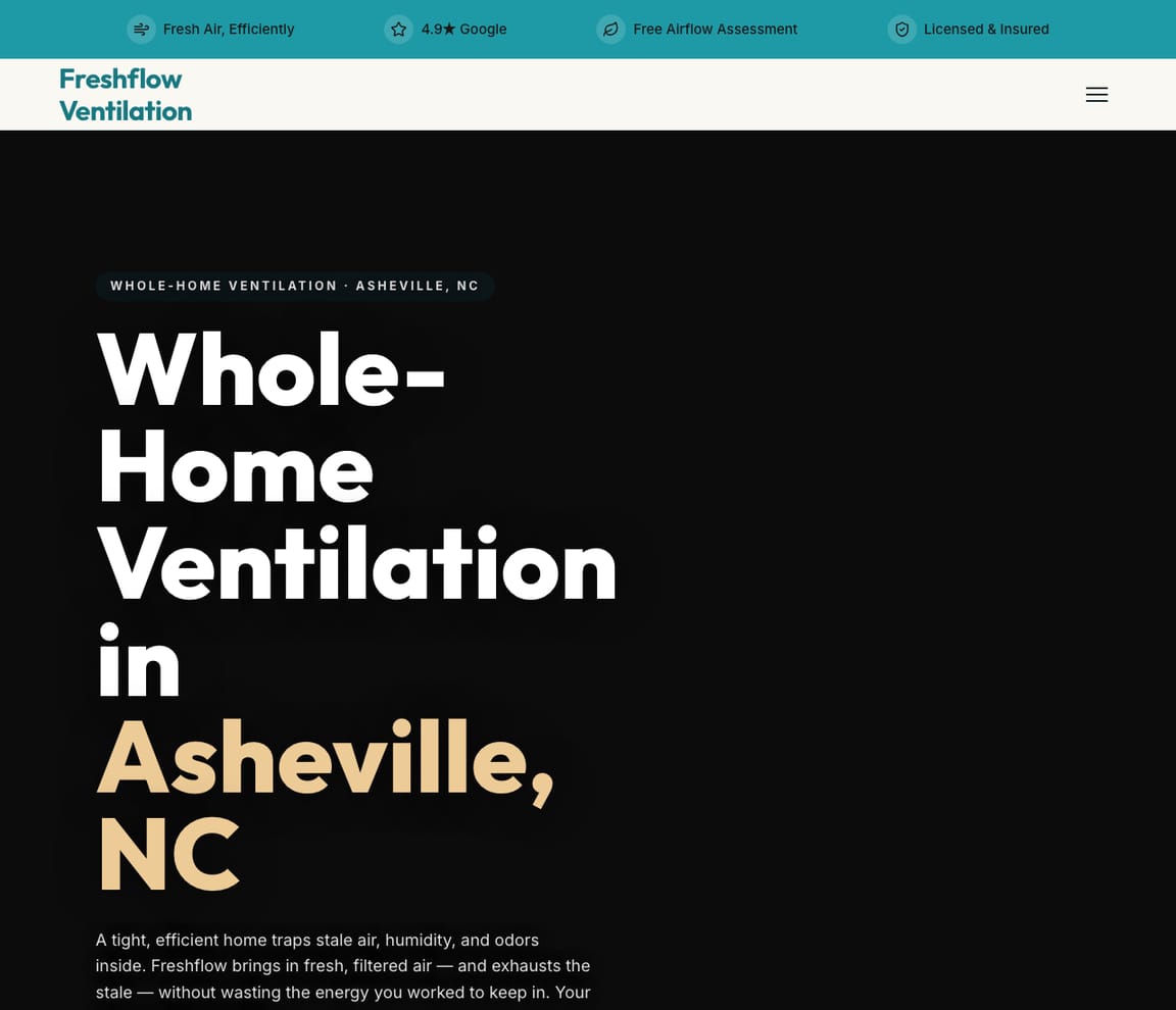 HVAC - Whole-Home Ventilation website template preview