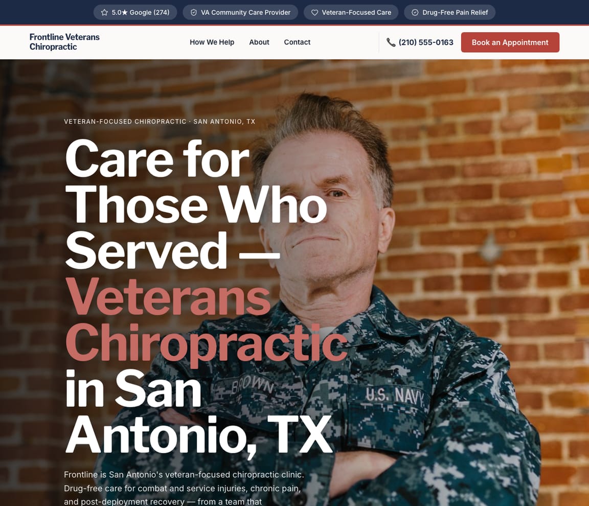 Veterans Chiropractic website template preview