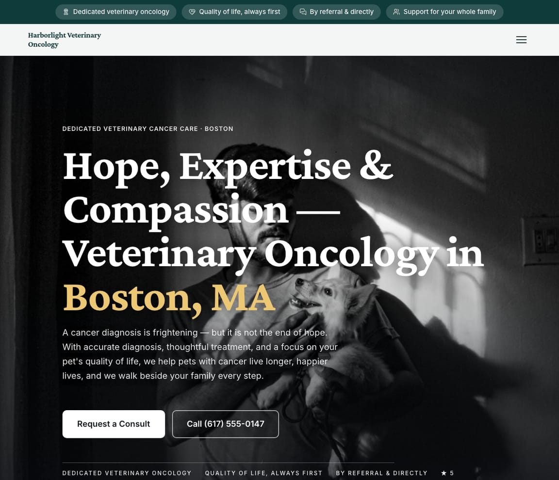Veterinary Oncology & Cancer Care website template preview