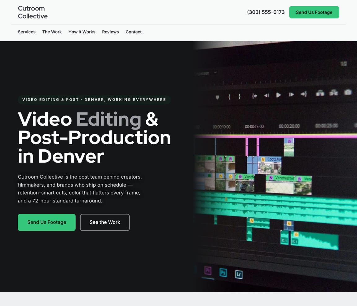Video Editing website template preview