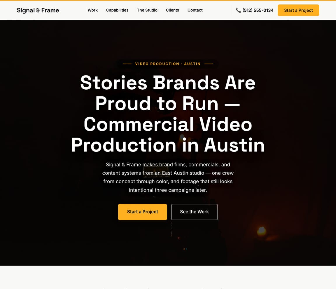 Video Production website template preview